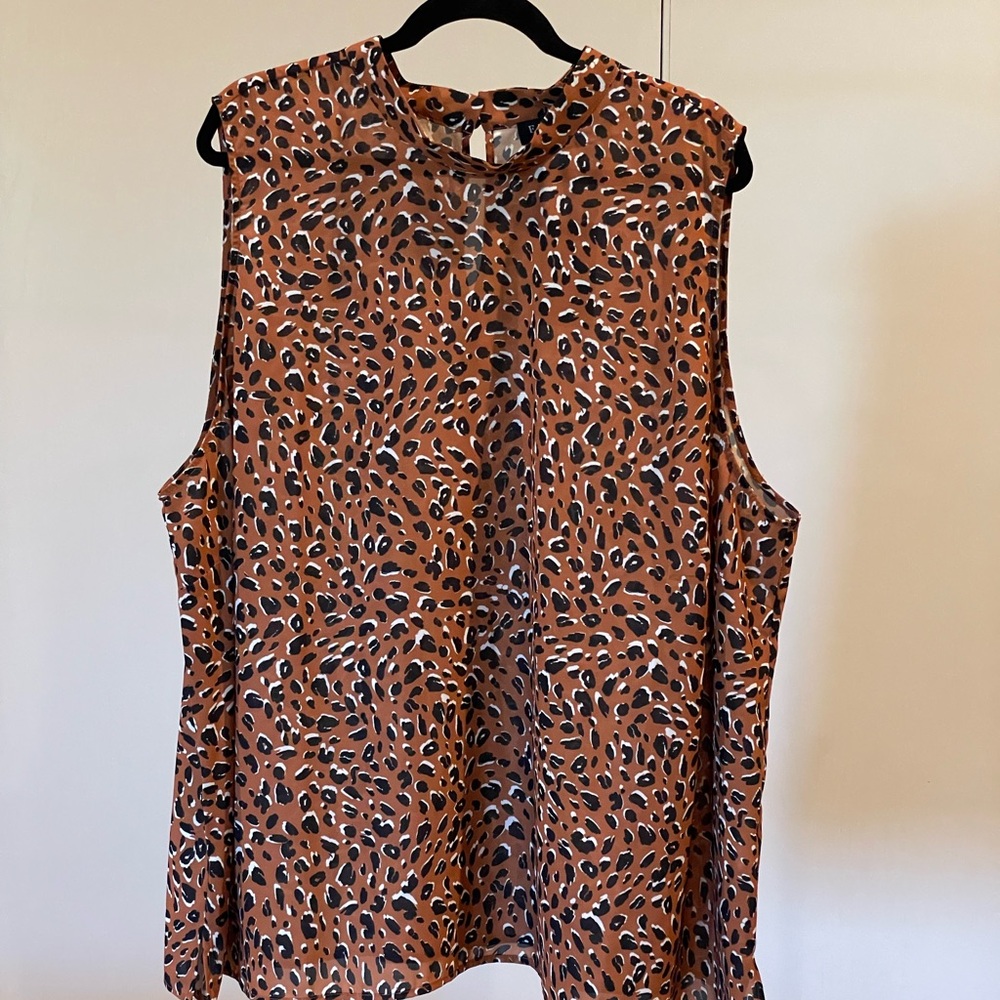 Eloquii Brown Animal Print Sleeveless Blouse